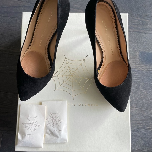 Charlotte Olympia Black Debbie Suede Pumps EU 36 - Picture 2 of 7